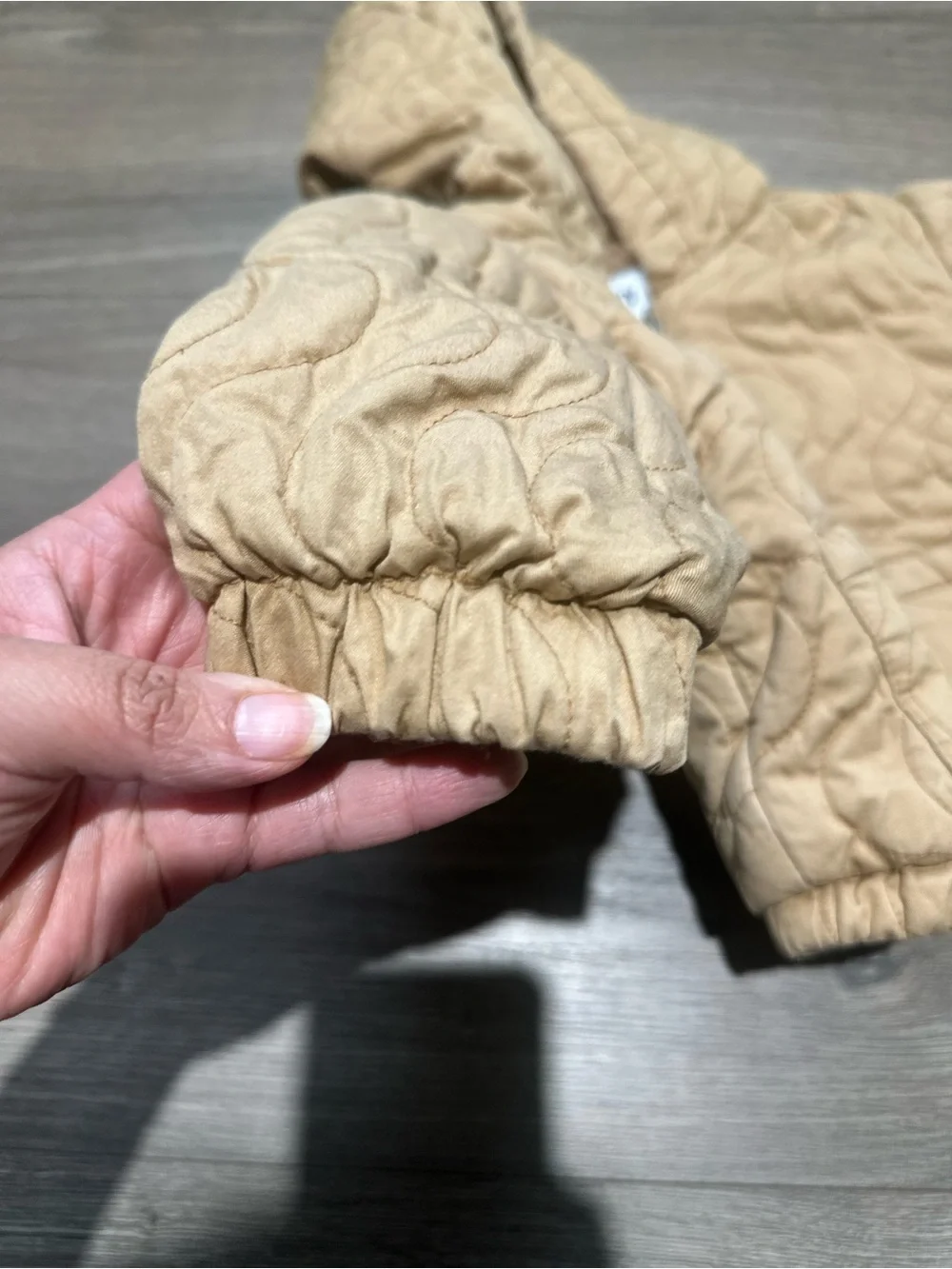 Old Navy Hooded Quilted Puffer Jacket in Tan Brown Beige